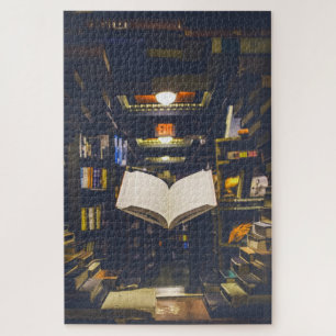 Library Books Shelves Open Book Read Jigsaw Puzzle