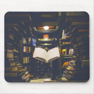 Library Books Shelves Open Book Read Mouse Mat