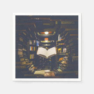 Library Books Shelves Open Book Read Napkin