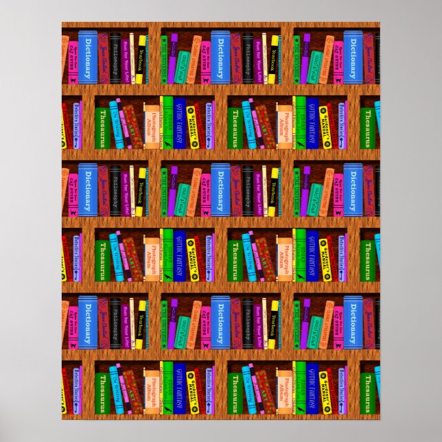 Library Bookshelf Background Pattern for Readers Poster (Front)
