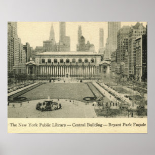 Library, Bryant Park, New York City Vintage Poster