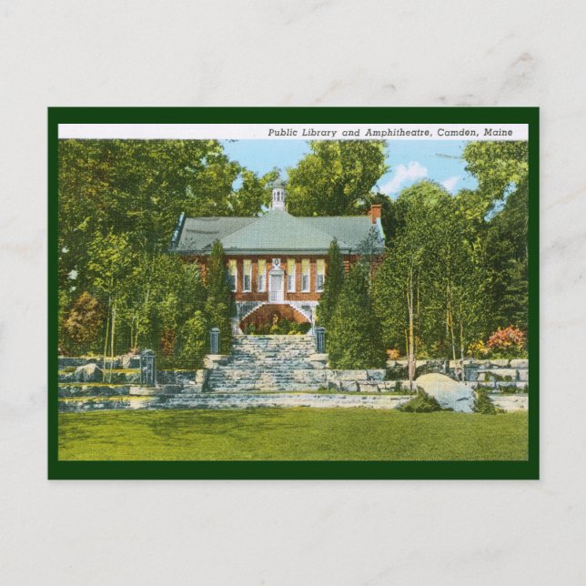 Library, Camden, Maine Vintage Postcard (Front)