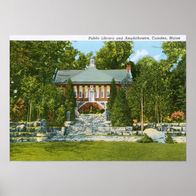 Library, Camden, Maine Vintage Poster (Front)