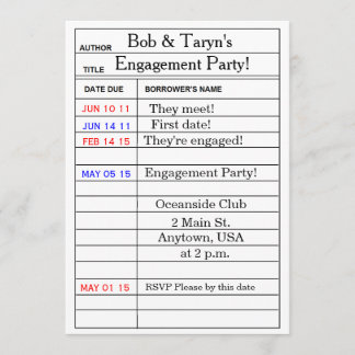 "Library Card" Engagement Party Invitations