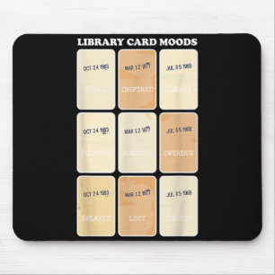 Library card moods vintage bookish reading funny mouse mat
