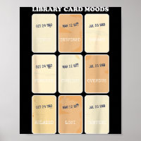 Library card moods vintage bookish reading funny