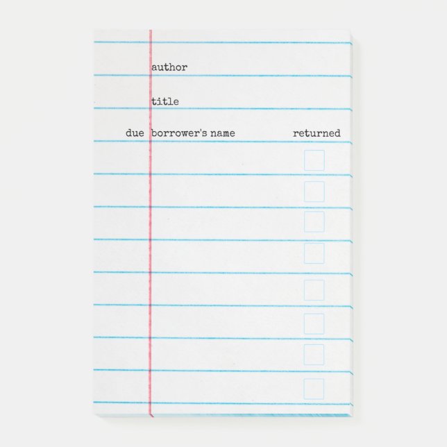 Library Card Post-It Post-it Notes (Front)