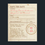 Library Card Save the Date<br><div class="desc">Announce your big day in style with this fun vintage inspired Library Save the Date Card. Customise the card by printing your names, date and wedding location on the front, and be sure to include any travel details and wedding website on the back. To adjust the colours, click the orange...</div>