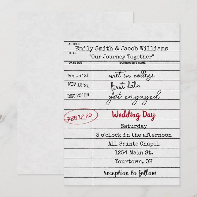  Library Card Wedding Invite (Front/Back)
