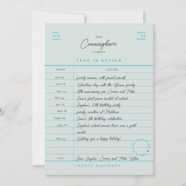 Library Card Year in Review Flat Holiday Card (Front)