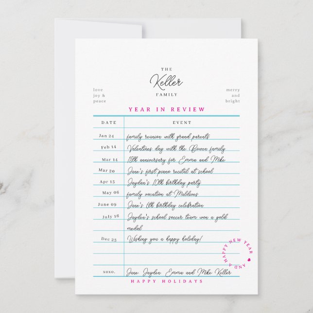 Library Card Year in Review Flat Holiday Card (Front)