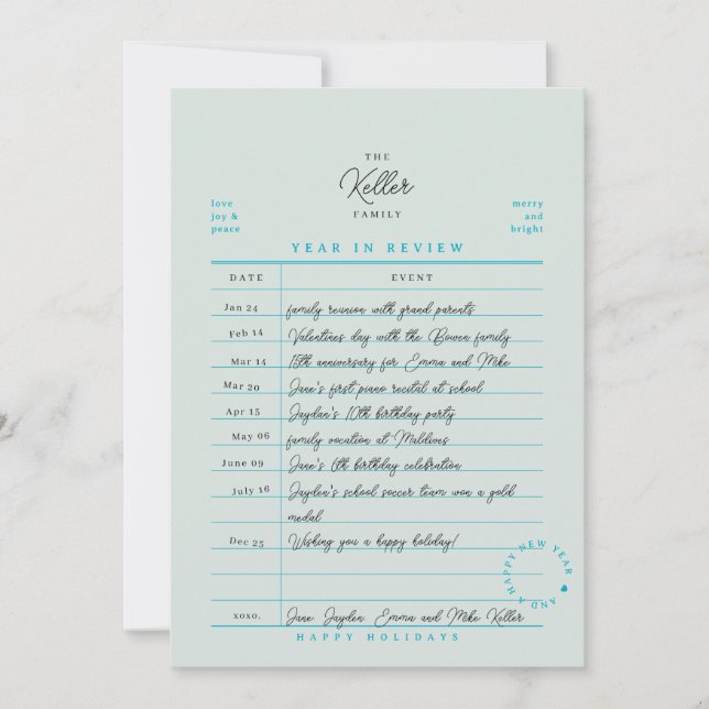 Library Card Year in Review Flat Holiday Card (Front)