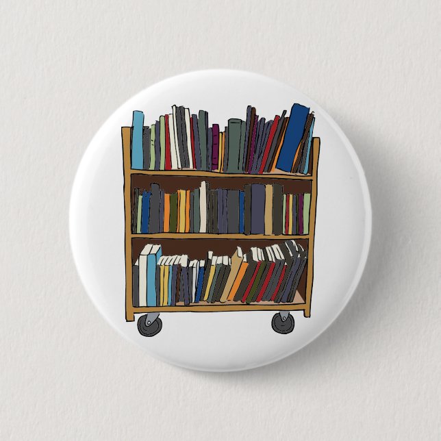 Library Cart 6 Cm Round Badge (Front)