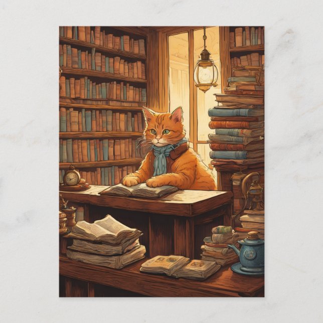 library cat #12 postcard (Front)
