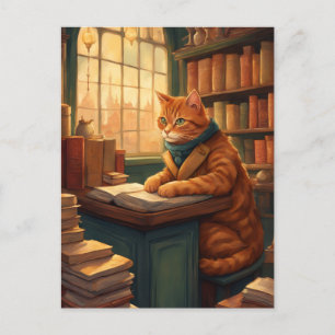 library cat #14 postcard