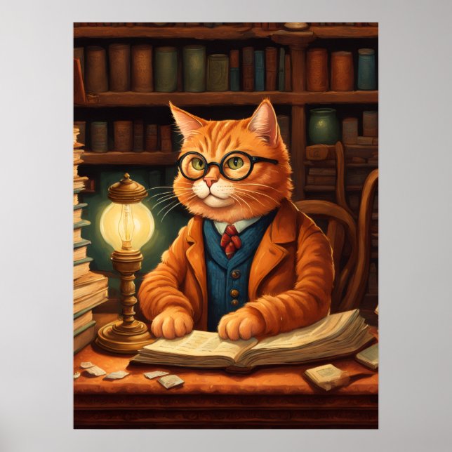 library cat #15 poster (Front)