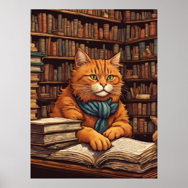 library cat #17 poster (Front)
