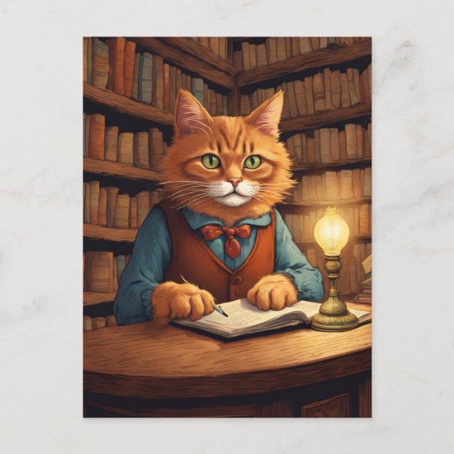 library cat #18 postcard (Front)