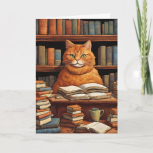 library cat #1 greeting card