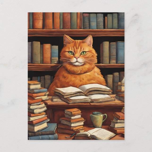 library cat #1 postcard (Front)