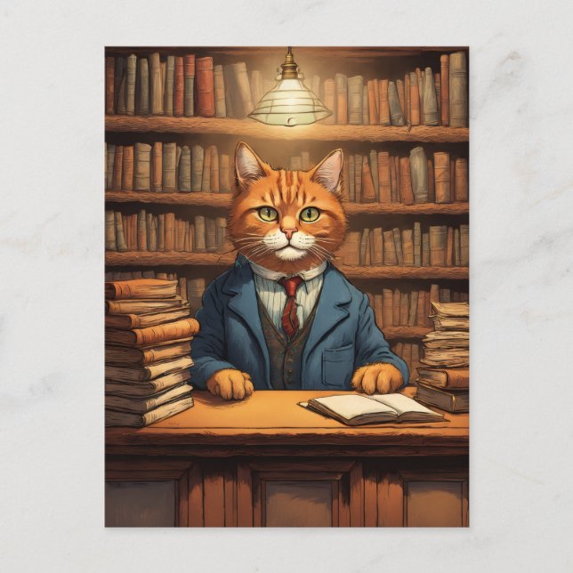 library cat #20 postcard (Front)