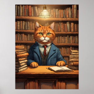 library cat #20 poster