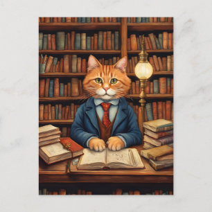 library cat #3 postcard