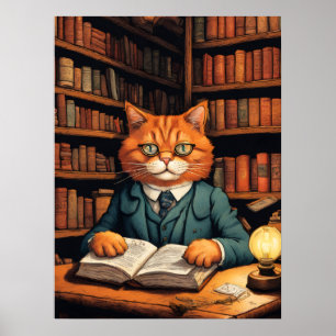library cat #7 poster