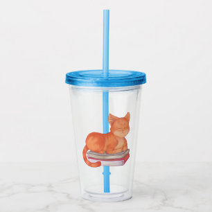 Library Cat Acrylic Tumbler