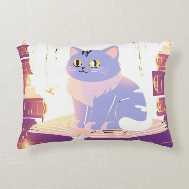 Library cat cafe  decorative cushion (Front)