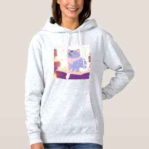 Library cat cafe  hoodie