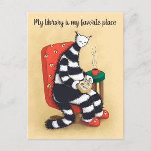 Library Cat Lover Libarian Postcard