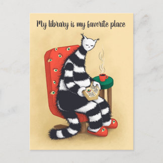 Library Cat Lover Libarian Postcard