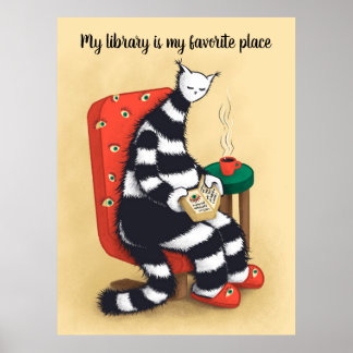 Library Cat Lover Libarian Poster