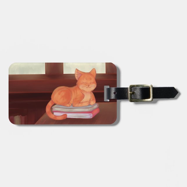 Library Cat Luggage Tag (Front Horizontal)
