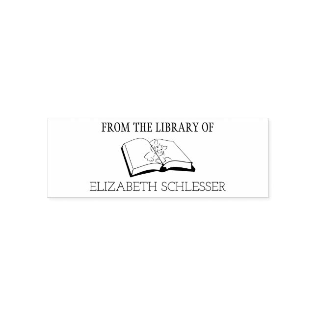 Library Cat Majestic Kitten Personalised Book Gift Self-inking Stamp (Design)