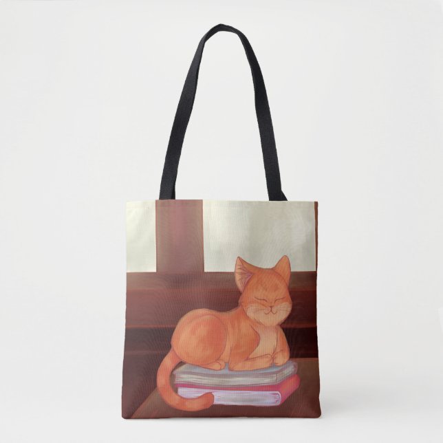 Library Cat Tote Bag (Front)