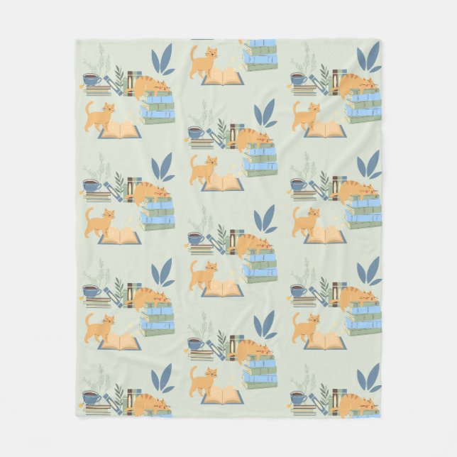 Library Cats Fleece Blanket (Front)