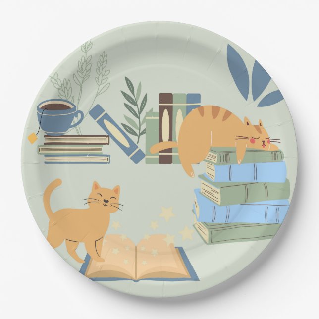 Library Cats Paper Plate (Front)