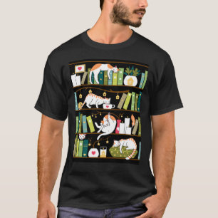 Library cats - whimsical cats on the book shelves  T-Shirt