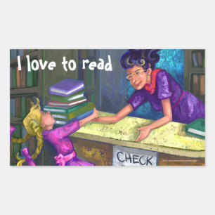 Library Check Out Art, I love to read stickers