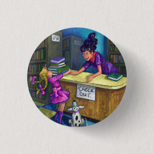 Library Check Out Artwork 3 Cm Round Badge
