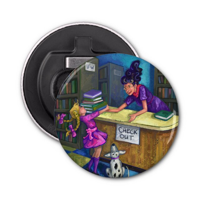 Library Check Out Artwork Bottle Opener (Front)