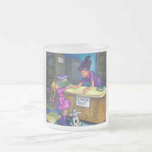 Library Check Out Artwork Frosted Glass Coffee Mug