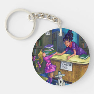 Library Check Out Artwork Key Ring