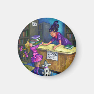 Library Check Out Artwork Magnet