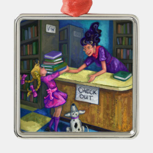 Library Check Out Artwork Metal Tree Decoration