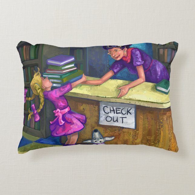 Library Check Out Decorative Cushion (Front)