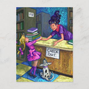 Library Check Out Postcard