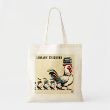 Library Chickens Tote Bag